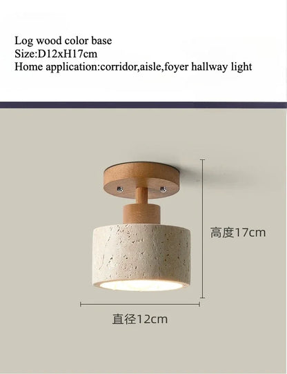 Plafonnier LED en pierre de travertin, lumière chaude pour salon et couloir