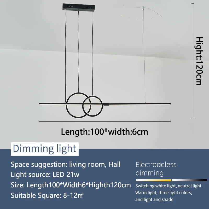 Suspension LED moderne nordique dimmable pour cuisine et chambre