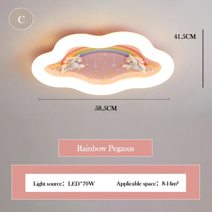 Plafonnier Licorne Arc-en-Ciel Rose LED Ambiance Chaleureuse pour Chambre Enfant