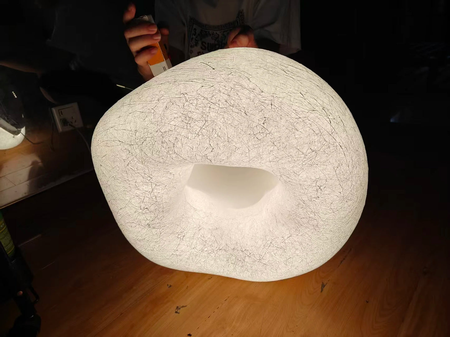 Plafonnier rond en soie blanc Yunduo design Wabi Sabi pour chambre et étude