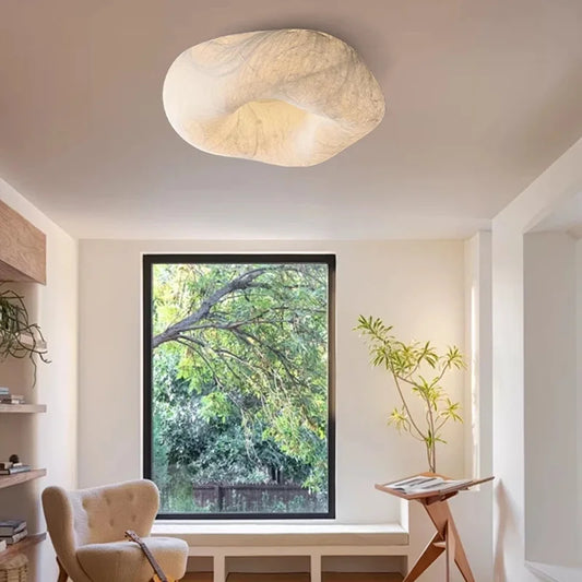 Plafonnier nuage moderne en soie Wabi Sabi LED pour salon et chambre