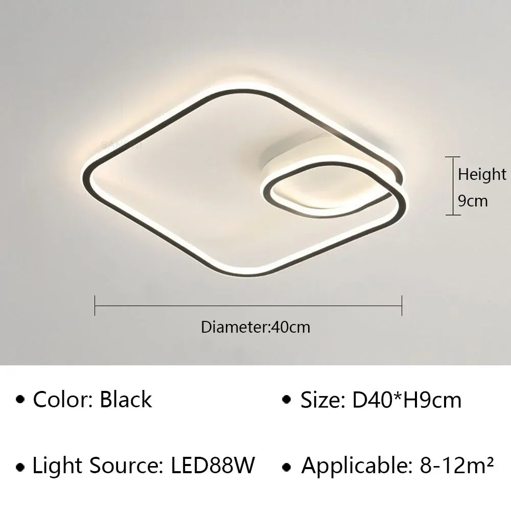 Plafonnier LED Moderne en Aluminium et Acrylique, Luminaire Décoratif pour Salon et Bureau