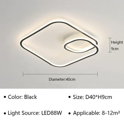Plafonnier LED Moderne en Aluminium et Acrylique, Luminaire Décoratif pour Salon et Bureau
