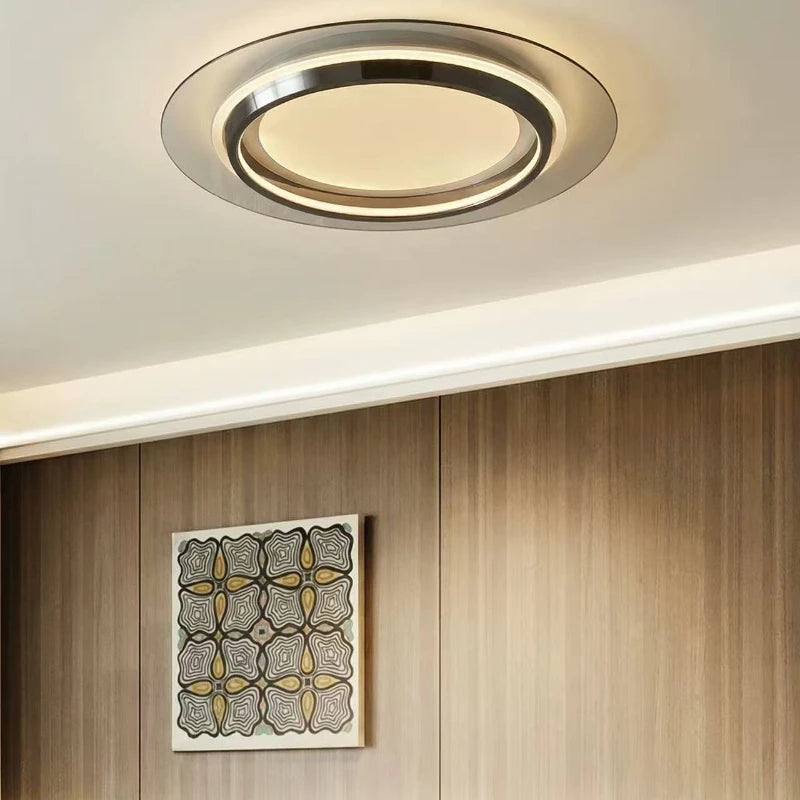 Plafonnier LED moderne en acrylique à coins arrondis, lumière chaleureuse pour intérieur élégant