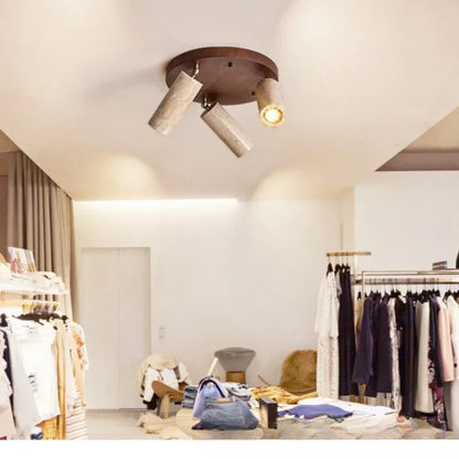 Plafonnier travertin design wabi sabi, projecteur LED pour salon et couloir