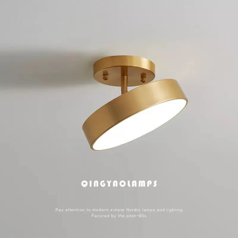 Plafonnier LED moderne rond en cuivre noir or, lumière dimmable pour chambre et salon