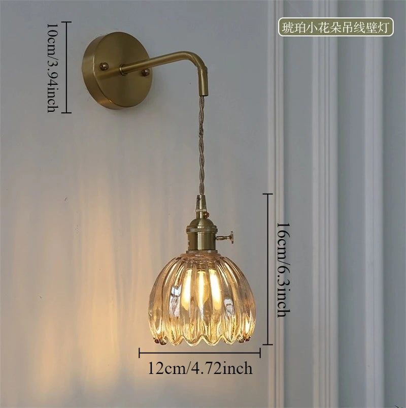 Applique Murale Moderne en Verre à Fleurs LED pour Chambre et Bureau