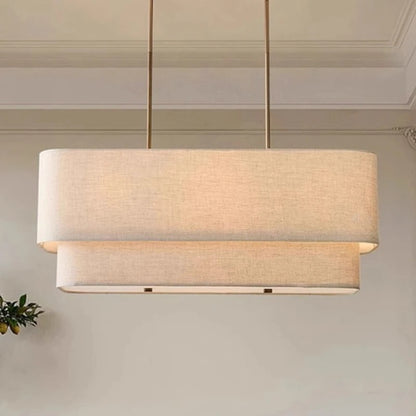 Suspension linéaire rectangulaire vintage en tissu pour ambiance cosy