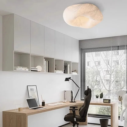Plafonnier rond en soie blanc Yunduo design Wabi Sabi pour chambre et étude