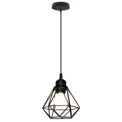 Suspension vintage en métal abat-jour cage fil noir pour éclairage intérieur