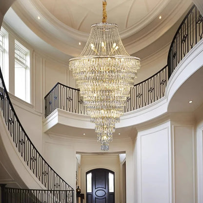 Lustre moderne en cristal noir et doré, éclairage suspendu pour salon et hall