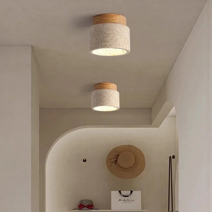 Plafonnier LED en pierre de travertin, lumière chaude pour salon et couloir