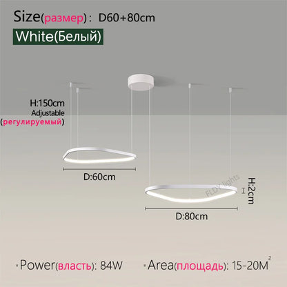 Suspension lustre nordique triangulaire en métal, lumière chaude pour salon et chambre