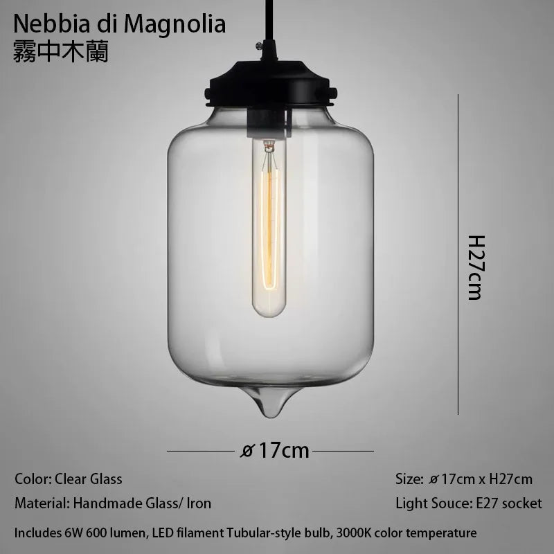 Suspension LED en verre soufflé à la bouche, design nordique moderne, lumière chaleureuse