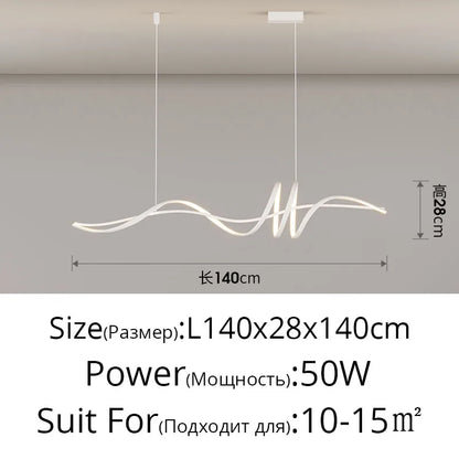 Suspension LED moderne en aluminium blanc pour salon et salle à manger