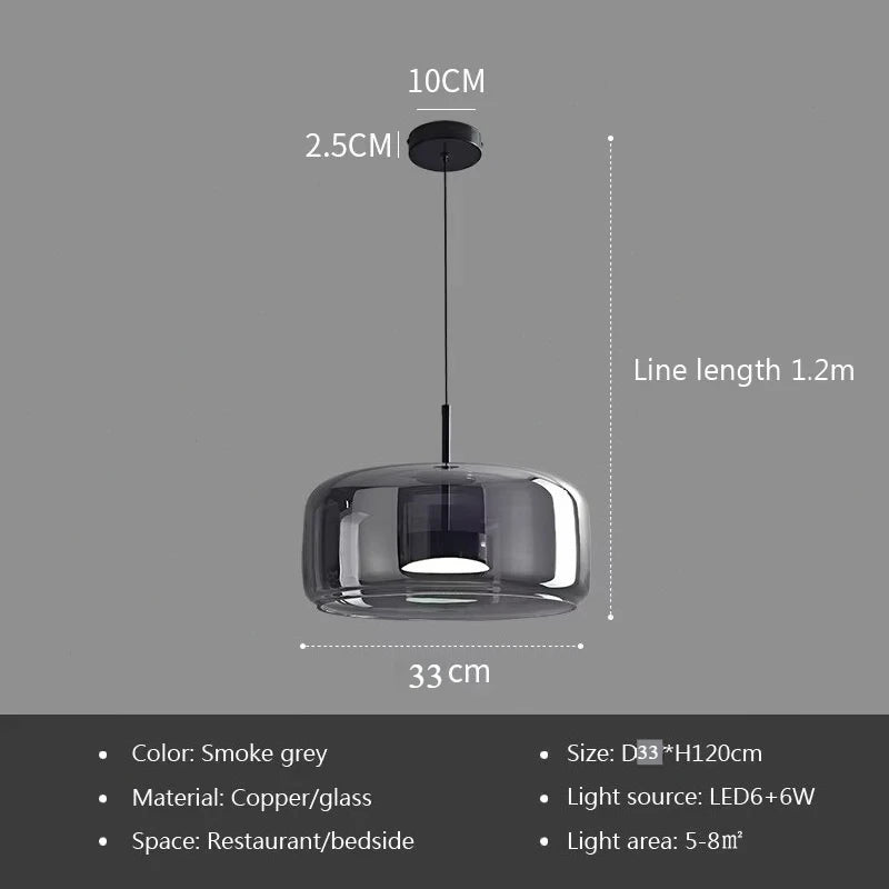 Suspension LED en verre design nordique, lumière chaude ambiance cosy