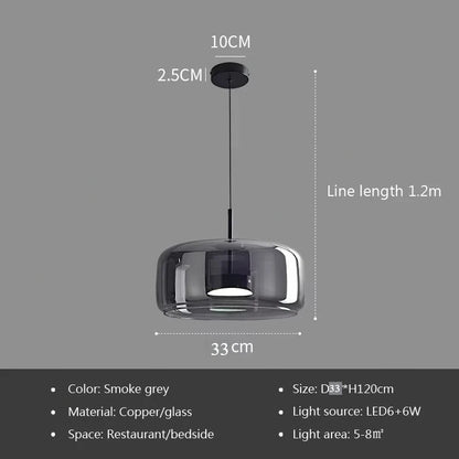 Suspension LED en verre design nordique, lumière chaude ambiance cosy