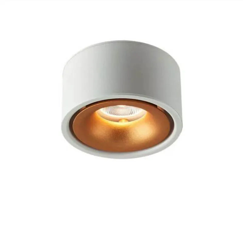 Plafonnier LED circulaire COB dimmable en aluminium, 7-15W, lumière chaude