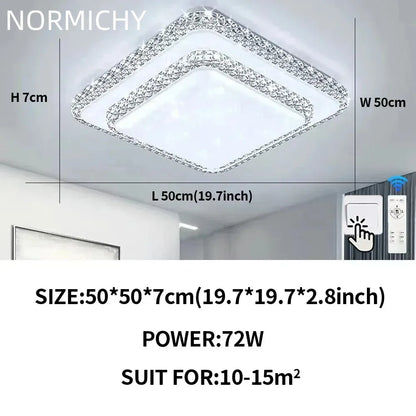 Plafonnier LED moderne design diamant blanc lumière chaude pour salon et chambre