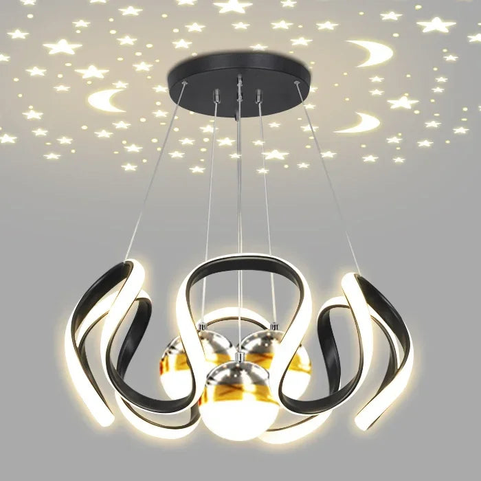 Suspension LED moderne nordique en aluminium, lumière chaude pour salon et salle à manger
