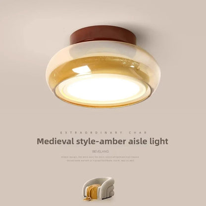 Plafonnier LED en verre style français pour couloir et entrée, lumière chaleureuse