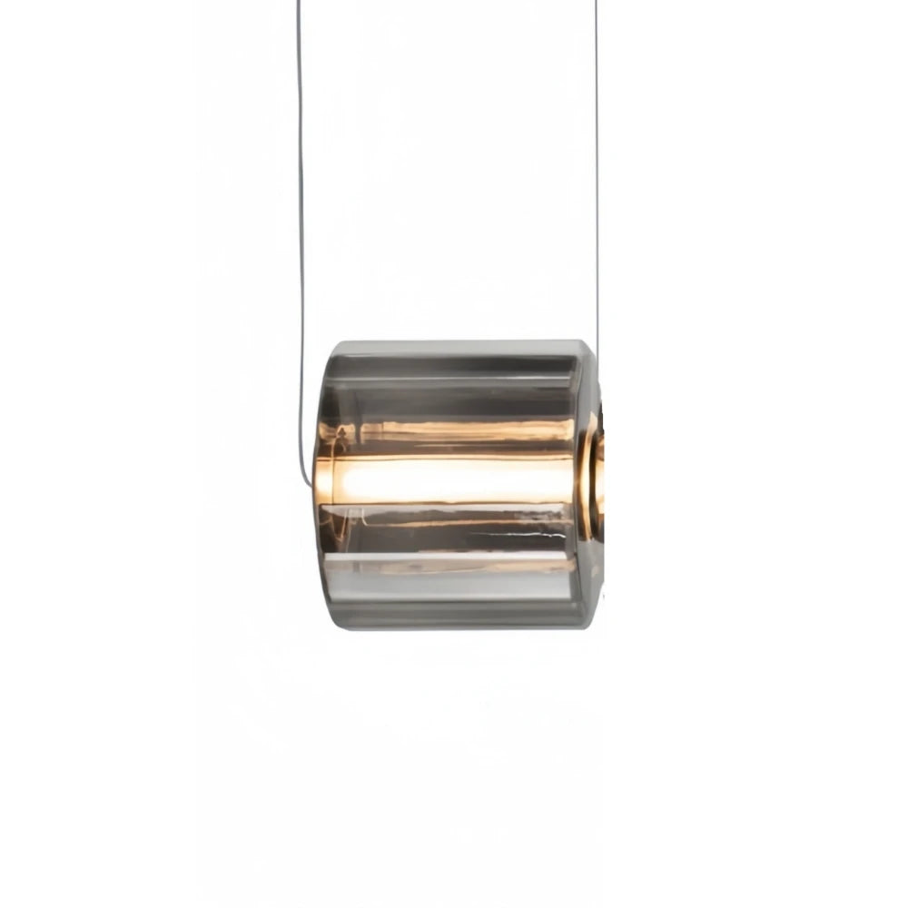 Suspension verre fumé gris design nordique LED pour salon et restaurant