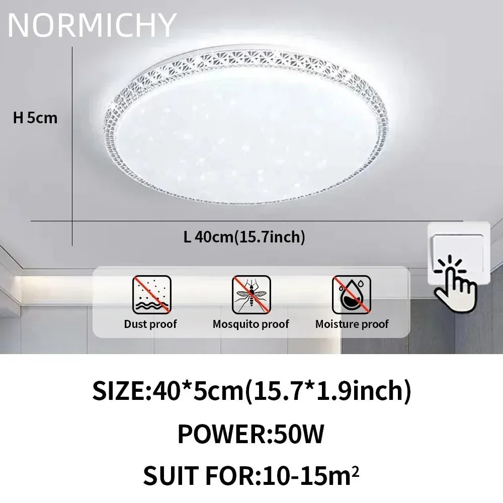 Plafonnier LED moderne design diamant blanc lumière chaude pour salon et chambre