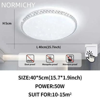 Plafonnier LED moderne design diamant blanc lumière chaude pour salon et chambre