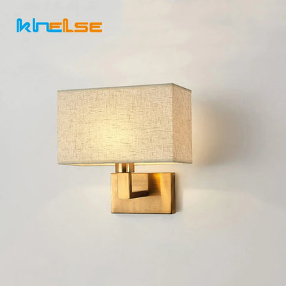 Applique Murale Carrée Moderne en Tissu Style Américain E27 LED