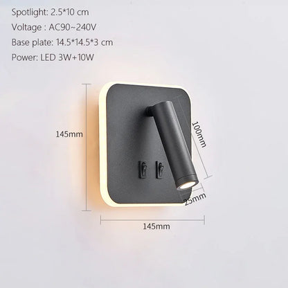 Applique Murale LED Minimaliste Moderne en Aluminium avec Charge USB et Lumière Chaude