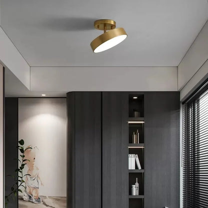 Plafonnier LED moderne rond en cuivre noir or, lumière dimmable pour chambre et salon