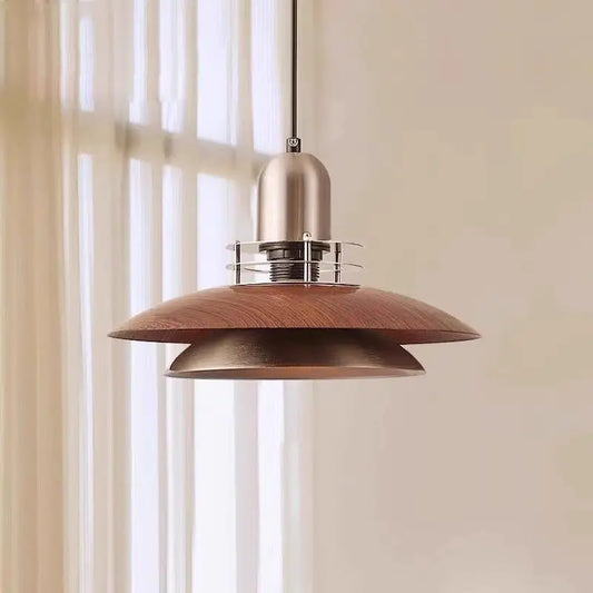 Suspension moderne en métal Grain de bois pour intérieur lumineux