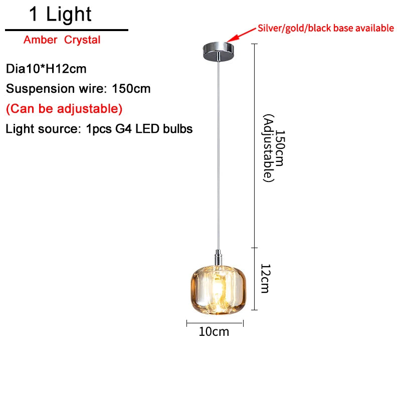Suspension LED moderne en cristal K9, lumière chaude pour salon et salle à manger