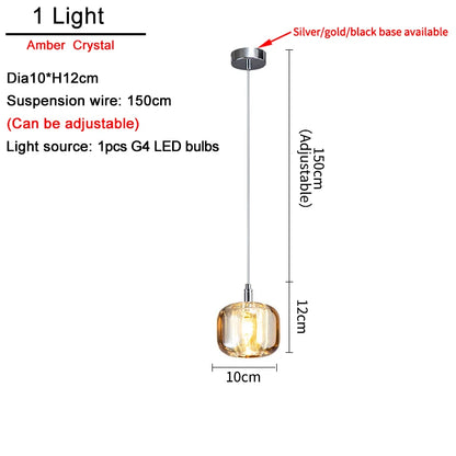 Suspension LED moderne en cristal K9, lumière chaude pour salon et salle à manger