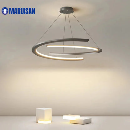 Suspension anneau design nordique en métal, lumière LED chaleureuse