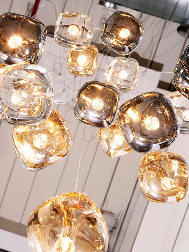 Suspension LED moderne en cristal K9, lumière chaude pour salon et salle à manger