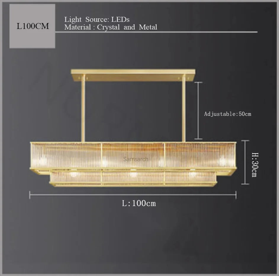 Suspension lustre en cristal doré cuivre, LED luxueuse pour salon et chambre