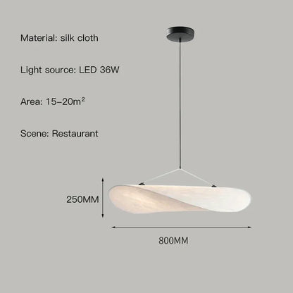 Suspension Wabi Sabi nordique en soie naturelle LED blanc modulable
