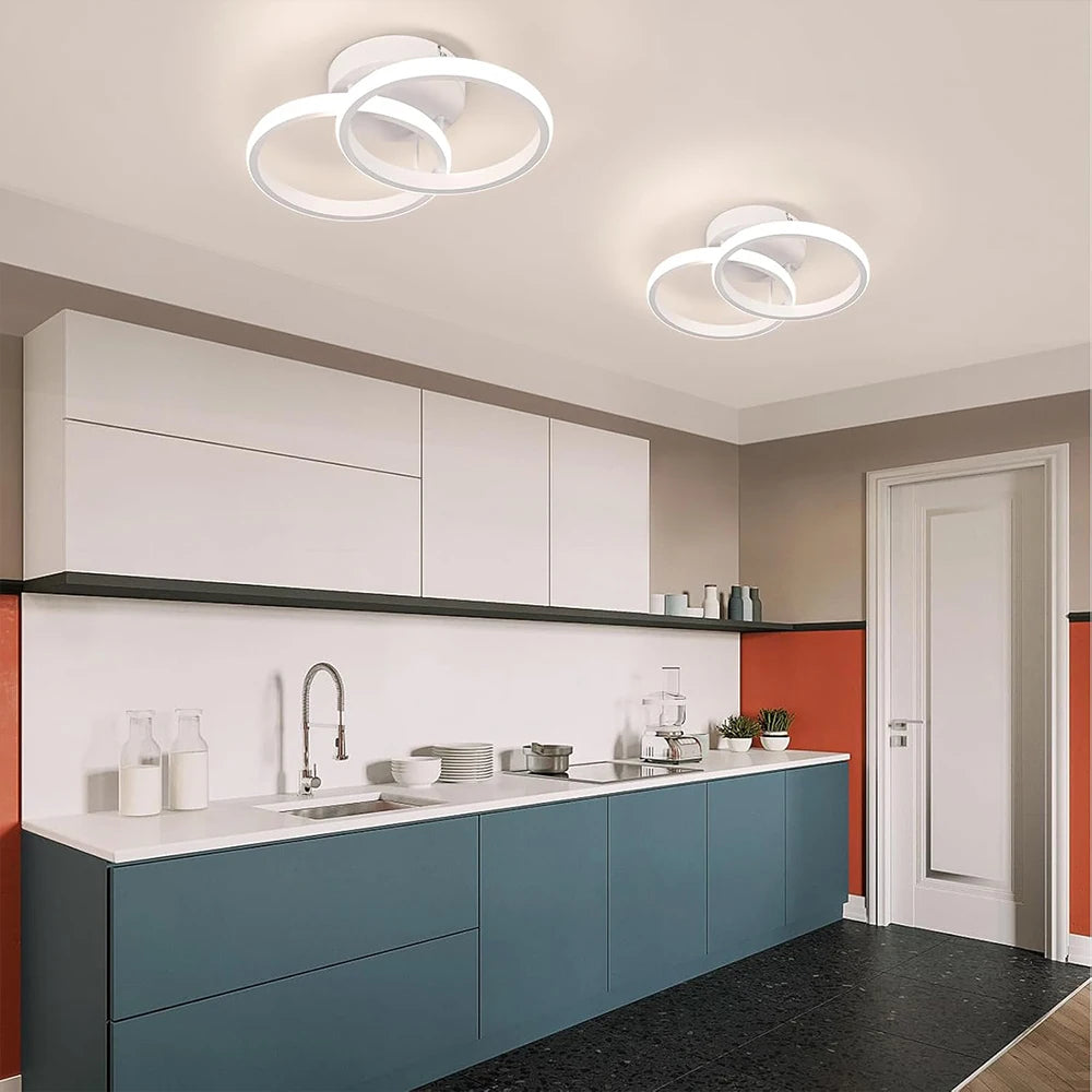 Plafonnier LED moderne à 2 anneaux en aluminium, lumière dimmable pour intérieur