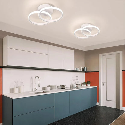 Plafonnier LED moderne à 2 anneaux en aluminium, lumière dimmable pour intérieur
