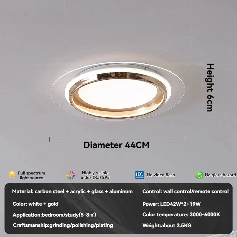 Plafonnier LED moderne en acrylique à coins arrondis, lumière chaleureuse pour intérieur élégant