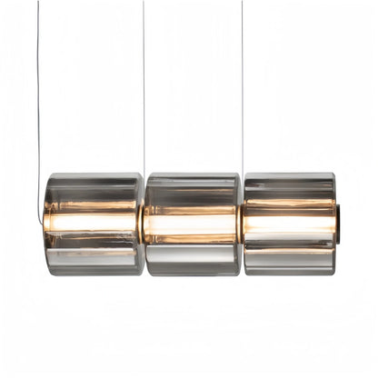 Suspension verre fumé gris design nordique LED pour salon et restaurant