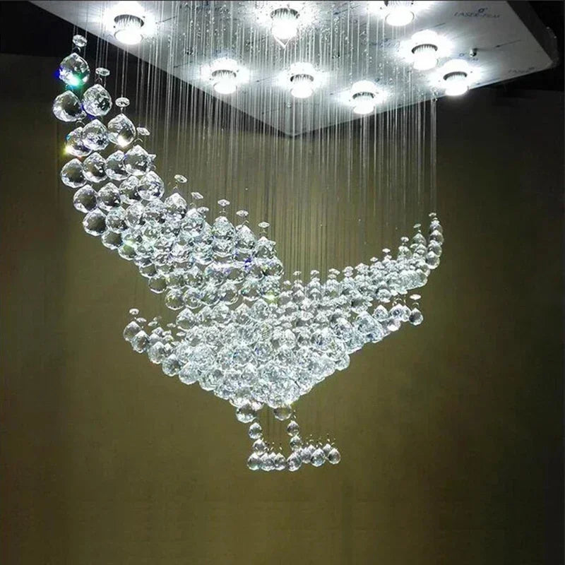 Lustre design moderne en cristal avec éclairage LED, dimensions L100xW55xH80cm