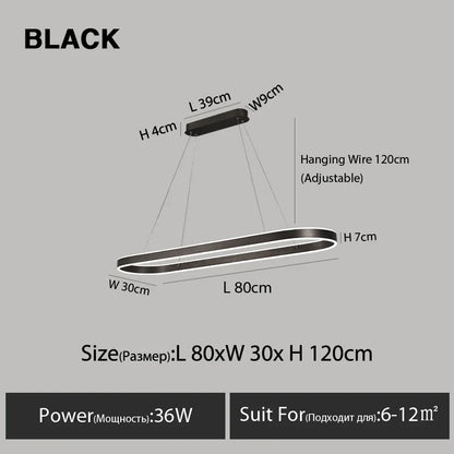 Suspension LED nordique en aluminium, lumière variable pour salle à manger et cuisine