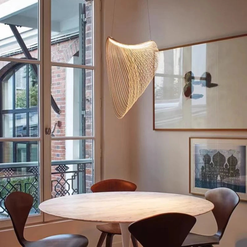 Suspension nid d'oiseau japonaise en bambou, éclairage moderne pour salon et chambre