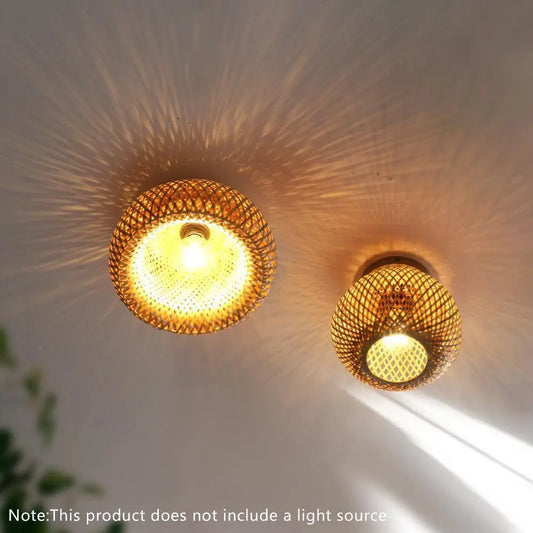 Plafonnier bambou intérieur E27 design artisanal ambiance blanc chaud