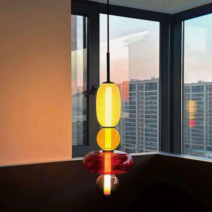 Suspension LED en verre coloré design nordique moderne pour intérieur