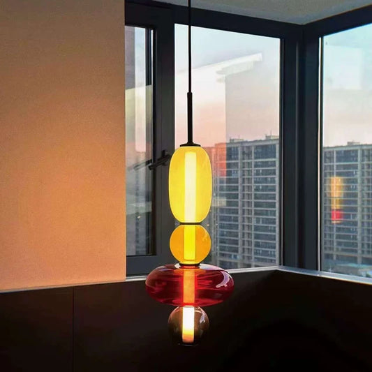 Suspension LED en verre coloré design nordique moderne pour intérieur