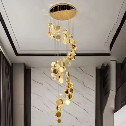 Lustre moderne en cristal LED pour escalier et salon, lumière chaude réglable