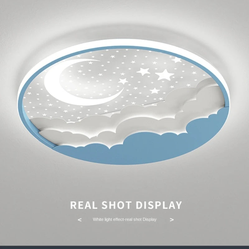 Plafonnier LED moderne étoile lune à intensité variable avec télécommande, abat-jour acrylique pour chambre d'enfants